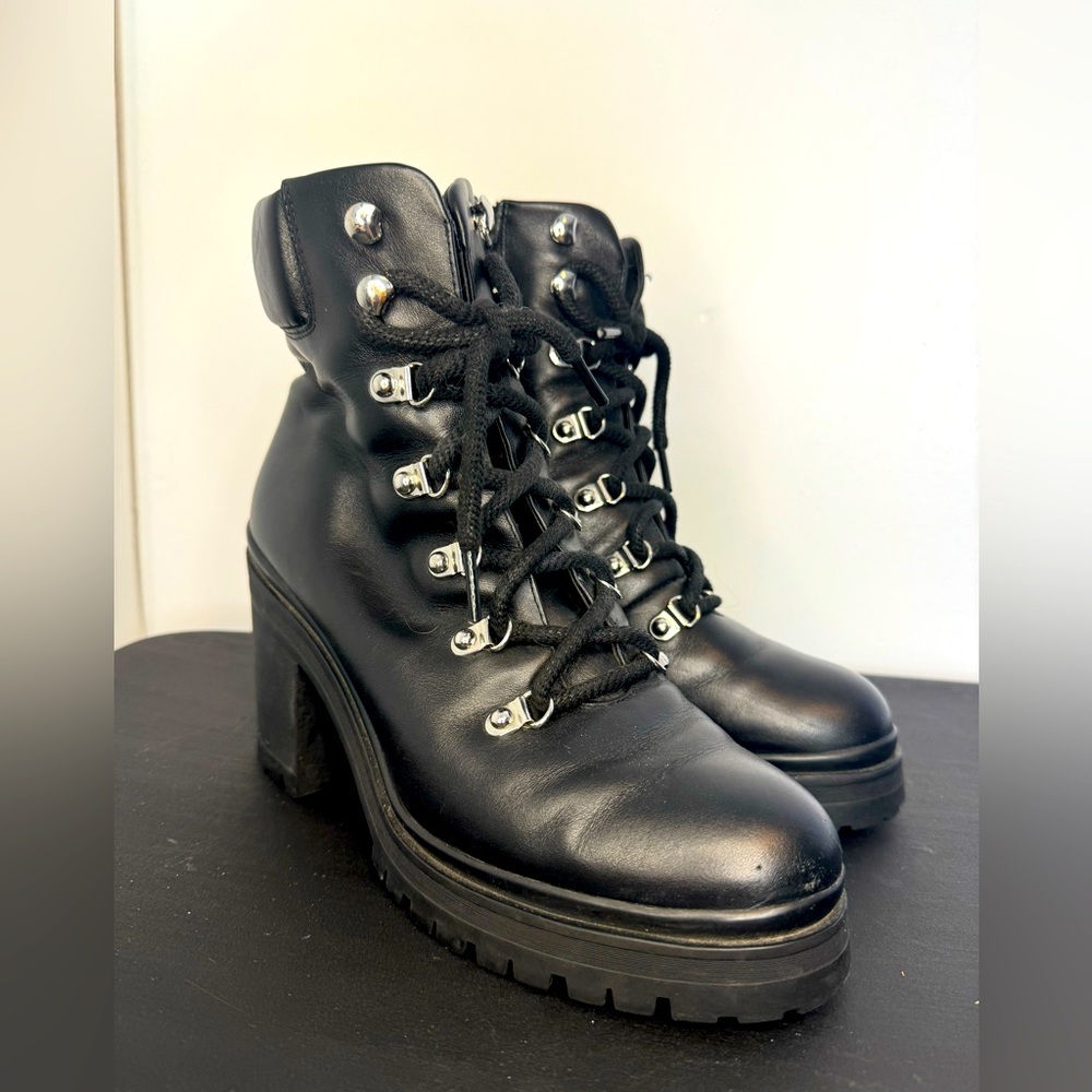 Rebecca Minkoff Black Lace Up Combat Boots